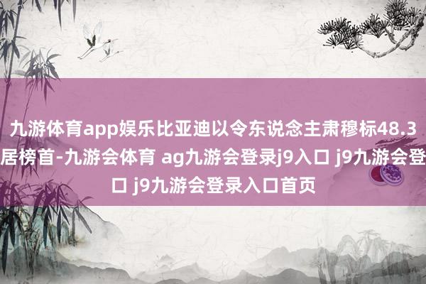 九游体育app娱乐比亚迪以令东说念主肃穆标48.3万辆销量高居榜首-九游会体育 ag九游会登录j9入口 j9九游会登录入口首页